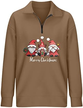 Среќни Божиќни жени преголеми полу -патент пуловер врвот со долги ракави џемпер патент худи Офитс тинејџерски девојки облека