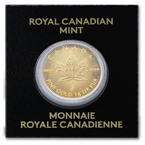 2022 1 Грам .9999 Канадски Злато Јавор Лист Монета Брилијантен Нециркулирани Со Сертификат за Автентичност 50С БУ