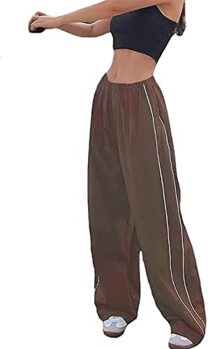 Lingjiazi жени падобран панталони широки широки нозе еластична половината y2k патеки за патеки за џемпери улична облека