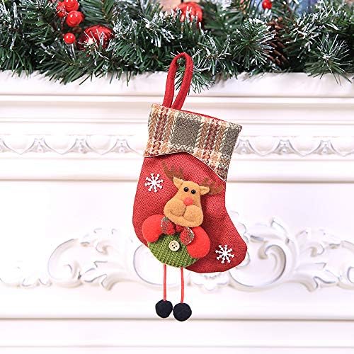Дрво божиќна торба за бонбони што виси мини Санта Божиќ, порибување чорап, подарок за подароци Дома Декорирање на осветлени лакови