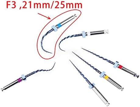 Endodontic датотеки од 6pcs/пакет сини NITI датотеки Употреба F3 21mm/25mm ротациони супер -датотеки инструменти Алатки за топлина Активирање