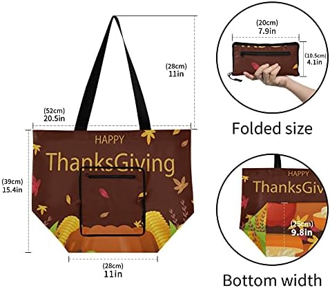 Шарен ден на Денот на благодарноста, преклопено рамо торбичка торба за еднократна употреба на намирници, тешка школа торба торба за купување
