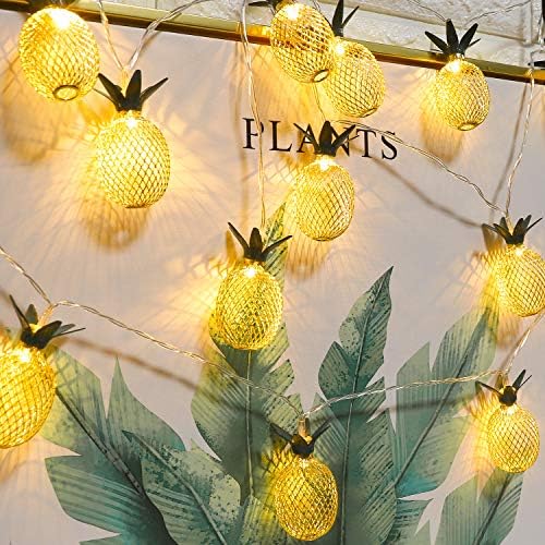 Whonline 16ft 20 лежеа светла од ананас, 2 пакувања ананас низа светла управувана батерија, батерии за самовила за украси за тропски забави,