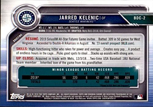 2019 Bowman Chrome Draft BDC-2 Jarred Kelenic RC Rocie Seatetle Mariners MLB Baseball Trading Card