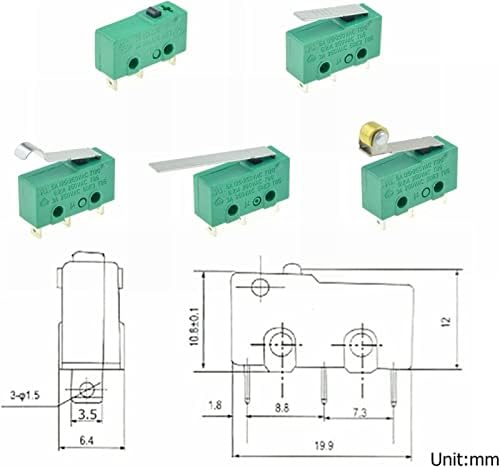 Микро Прекинувачи XIANGBINXUAN 1pc Прекинувачи За Микро Ограничување 3PINS НЕ+NC SPDT 3A/5A 250VAC Мини Микро Прекинувач 17mm 29mm