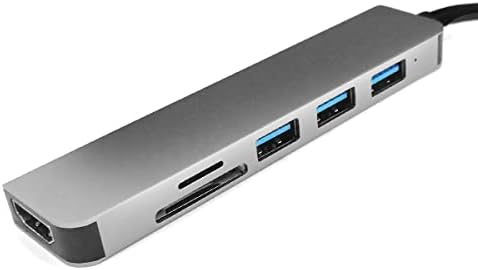 USB C Hub, 6-во-1 USB C ДО USB Адаптер, 4k HDMI Адаптер Multiport Dongle, 3 USB 3.0 Порти, Sd/TF Читач На Картички, USB Конвертор Компатибилен
