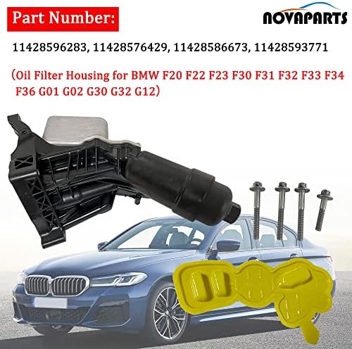 Новапартс 11428596283 Куќиште на филтер за масло за мотор за BMW 230i 320i 330E 330i 430i 530i 530E 530i 740E X3 X4 2.0L, 1 година гаранција