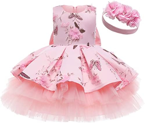 Idopip цвет девојки sequins bowknot v-back tutu фустан за деца бебе принцеза принцеза за венчавки за венчавки, наметка за забава со глава