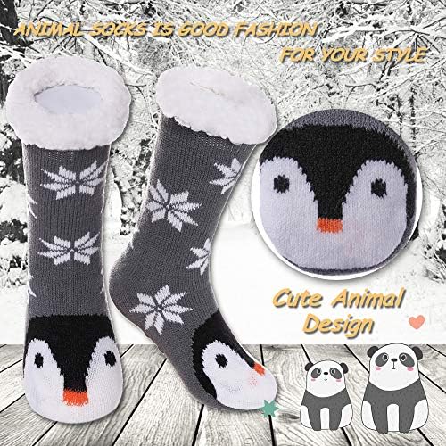 Девојки за момчиња Ланлео слатки чорапи за животни, нејасни меки топло густо руно, наредени зимски чорапи, деца мали деца Божиќни