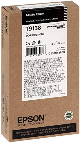 Epson Ultrachrome HD 200ml мат црно пигментно мастило кертриџ за SureColor P5070 17 Печатач со голем формат