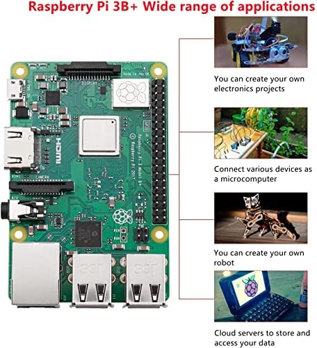 Rastech Raspberry Pi 3 Model B+ Starter комплет со 32 GB микро SD картичка, напојување со вклучување/исклучување, микро SDHC картичка,