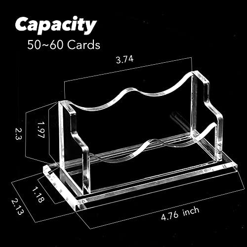 Држач на акрилна визит -картичка за биро, хоризонтално чисто деловно име картичка за приказ на картичка, додаток на деловна активност