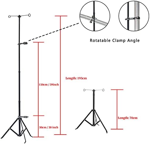 Sollowider Телескопски шпорет цевки Фенер Стенд за прилагодување на цевката за кампување со оџаци за поддршка 27.5-76.8inch