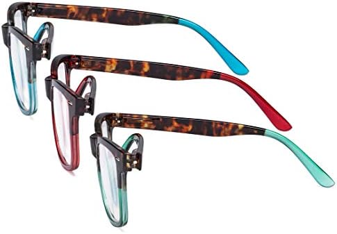Очила за очи за читање очила - 3 пакуваат големи леќи Стилски читатели за жени +2,75