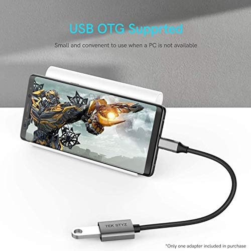 TEK Styz USB-C USB 3.0 адаптер компатибилен со Samsung Galaxy Tab A 10.1 OTG Type-C/PD машки USB 3.0 Femaleенски конвертор.