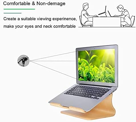 Самди дрвен лаптоп штанд/дрвен држач за штанд за ладење/вентилирана лаптоп штала за држач за држач за лаптоп за лаптоп компјутер/про мрежница