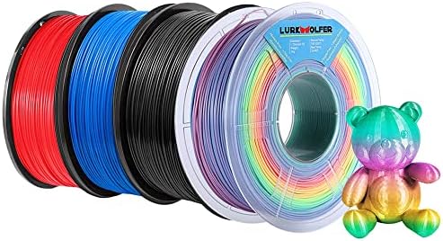 4 Pack PLA 3D филамент за печатач 1,75мм, димензионална точност +/- 0,02mm, 1kg spool x 4, одговара на повеќето печатачи на FDM