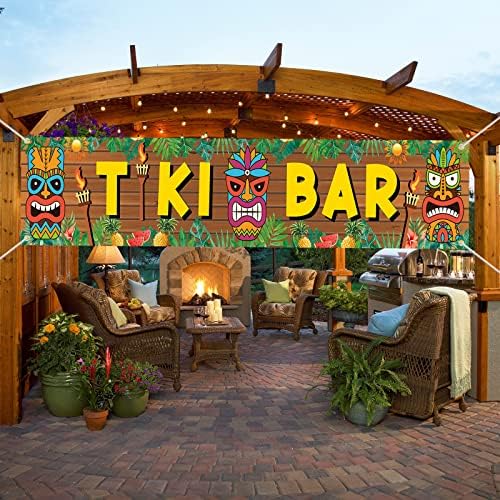 Tiki Bar Banner Hawaiian Luau Party Decorations Backdrop - Тропска забава Луау Партии за карневалска забава декор лето алоха забава украси