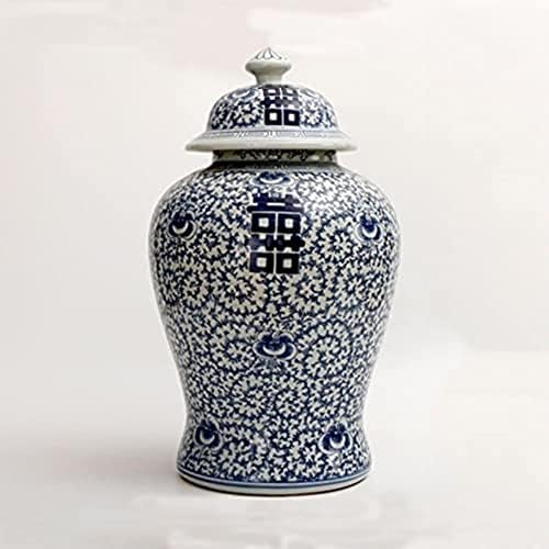 Аадекор керамички тегли, тегла за чај, тегли за складирање на кинески стил, тегли од ѓумбир сина и бела порцеланска вазна со