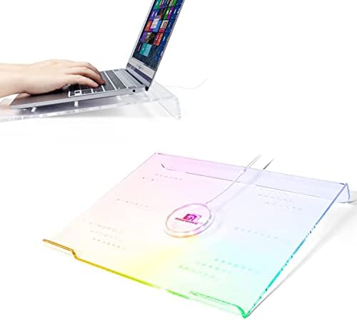 Селеори Акрилик RGB лаптоп штанд со USB полнач, држач за лаптоп за игри со игри со стабилна база - компатибилен со 10 до 17 '' за додатоци