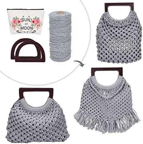 Webeedy macrame торба DIY комплет за возрасни Macrame комплет за почетници Macrame Purse DIY комплет за жени/девојче Macrame Handbag