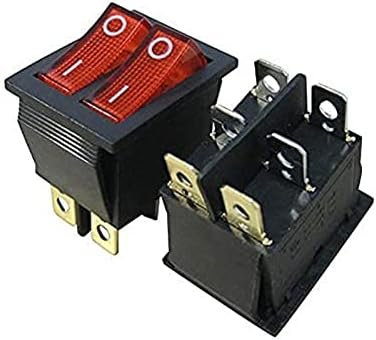 DASEB 2PCS AC 250V/16A, 125V/20A Црвено и црвено копче со светло Вклучено/Исклучено DPDT 6 PIN 2 Позиција Mini Boat Rocker Switch