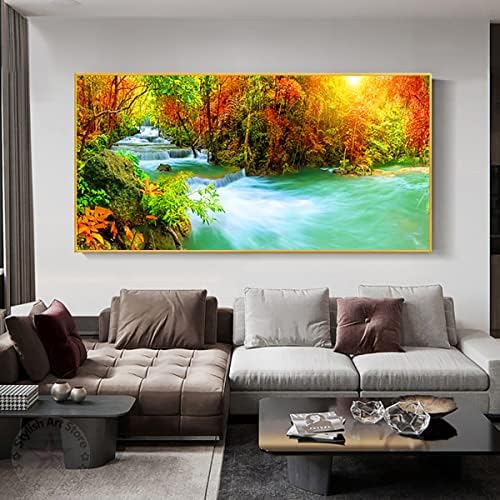 Instarry 5d Diamond Painting Full Dript Creek во шумата Мозаик Кристал Везење wallидни слики 47.2x23.6 инчи