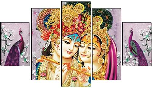 1ArtofCreation SAF сет од 5 Radha Krishna Religive Modern Art Home Decorative Wallидно сликарство 30 инчи x 18 инчи PNLS32231