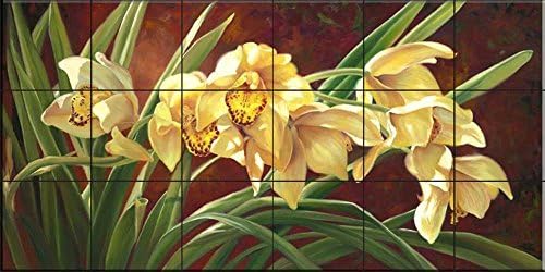 Фреска Од Керамички Плочки - Златна Цимбидиумска Орхидеја - Од Лори Сноу Хајн