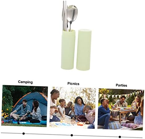 Luxshiny 1 сет преносен прибор за јадење сет патувања за патувања прибор за кујнски прибор постави стапчиња за лажици лажица вилушка