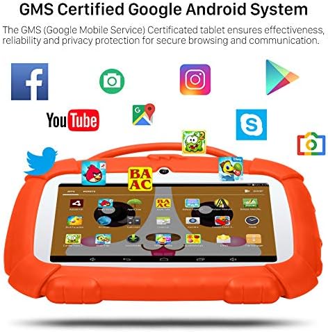 Kunwfnix Детски Таблет 7 инчи, Gms-Сертифициран Android 9.0 и Деца - Режим Двоен Систем, Quad Core, 1GB RAM МЕМОРИЈА, 16GB ROM, Двојна Камера,