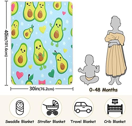 Caikeny Avocado сјај цртан филм бебе ќебето Loveубов срце дете ќебе за момчиња девојчиња меко топло примање бебе ќебе за шетач