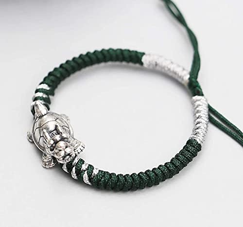 Јатаси манжетната, богато нараквица змеј желка Тибетан 999 Сребрена нараквица ловец на зелена кинеска античка стил, сомнителен среќен шарм,