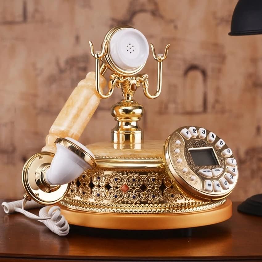 Телефонски телефон за антички фиксни телефони Mxiaoxia со Rhinestones, ID на повик DTMF/FSK, 16 мелодии, прилагодлива осветленост на