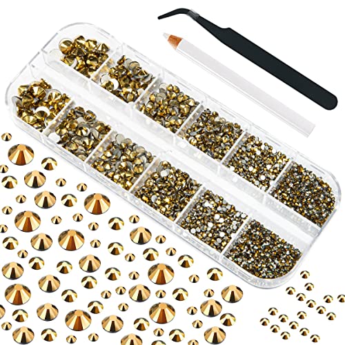 4010pcs рудникот Златен нокти уметност Rhinestones комплет за шминка лепак фиксирање на рамни ретровизони метални златни привлечни