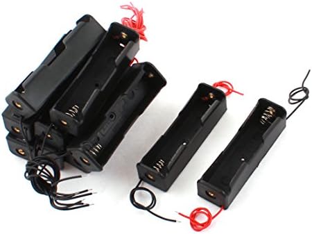 AEXIT 10PCS Црно напојување и модул за напојување Пластична кутија за држач за батерии W 5.5 Wireица води за 1 x 18650 3.7V