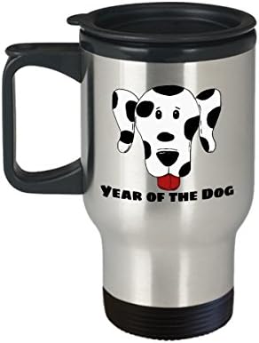 Најдобри Подароци За Кинеската Нова Година 2018 Година-Година На Кучето Далматинец-Чаша За Чај За Подароци-ЦРНА СРЕБРЕНА КРИГЛА ЗА ПАТУВАЊЕ