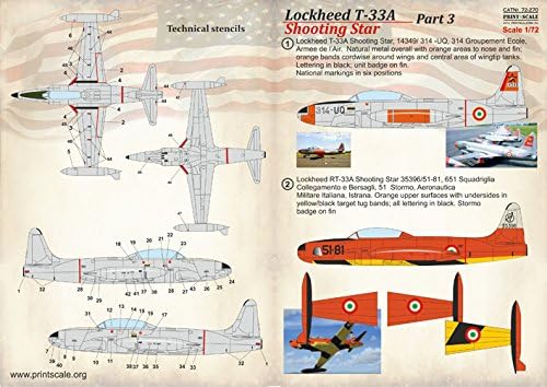 Decal for Lickheed T-33A Shooting Star, Дел 3 1/72 Скала за печатење 72-270