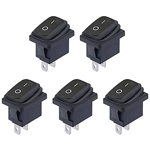 Водоотпорен Mini Rocker Switch на Weideer 5PCS Вклучен/исклучен 2pin 2position spst AC 6A 250V 10A 125V Boat Switch KCD1-1-101-W