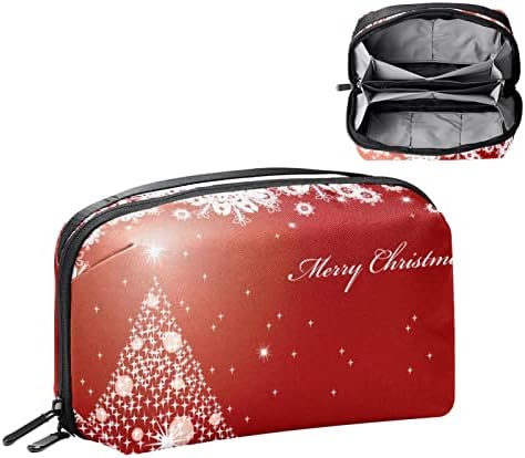 Носење торба за торбички за торбички USB Организатор на кабел за џеб додаток за патент паричник, снегулка на новогодишна елка