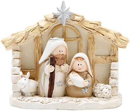 Ходао Божиќна декорација Внатрешен декор за домашен дом-5''l 4''H Nativity Sets-Xmas Декор за одмор за таблети домашни простории