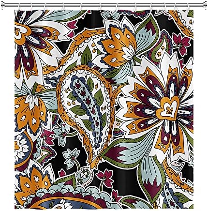 Lfeey Boho цветни туширани завеси шарени уникатни Paisley образец Боемска туш завеса 72x72 инчен полиестерска ткаенина со куки