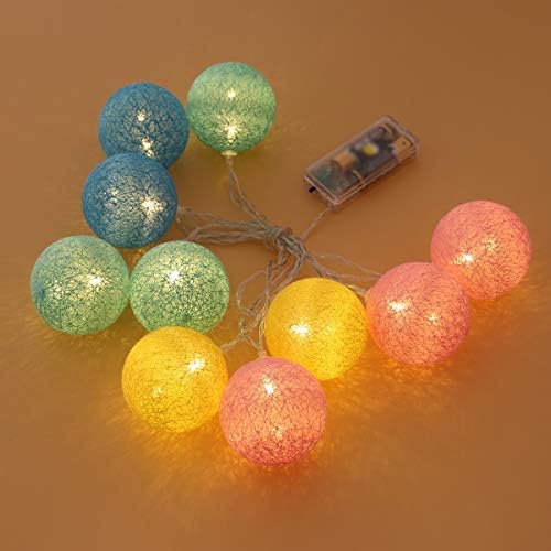Amosfun LED светлосни жици бонбони шарени памучни шиење на конец за топка, светло низа за декор за фестивалска Божиќна забава