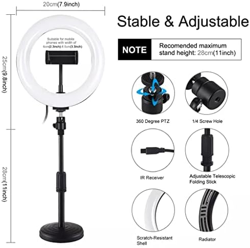 RBHGG 7.9 Инчен Закривена Површина RGBW Прстен Светло Фото Светилка Затемнет Далечински Управувач Со Држач За Телефон Селфи Видео