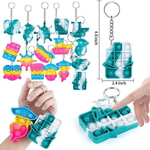F Figoal 16 парчиња Pop Bubble Fidget играчка, мини клуч за олеснување на стресот Аутизам Специјални потреби Стискајте сензорни рачни играчки