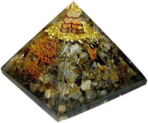 Sharvgun labradorite Gemstone Orgone Pyramid Tree of Life Reiki Chakra Energy Reaching