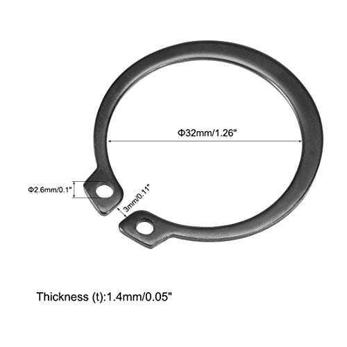 uxcell 38mm Надворешни Кругови C-Клип Задржување Вратило Предвремени Прстени 50Mn 30pcs