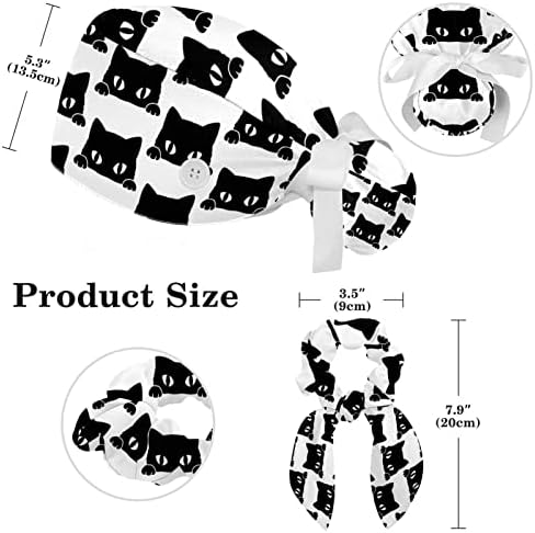 Женска Работна Капа Со Копчиња Буфантна Капа Мачки На Галакси Универзум Медицинска Сестра Чистење Капи Долга Коса