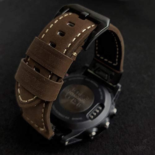 Yooside Fenix ​​5x Leather Band, 26mm Брзо вклопување оригинална кожна замена за часовници за часовници за Garmin Fenix ​​5x/5x Plus, Fenix3/3