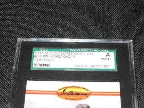 Legendо Гарагиола кардиналс Легенда потпиша автограмирана Тед Вилијамс картичка 89 SGC Slab - Бејзбол плоча со автограмирани картички